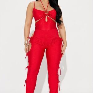 Fashion Nova Striking Red Cutout Jumpsuit